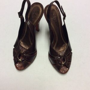 SERGIO ZELCER Brown Sling Back Pumps Size 8